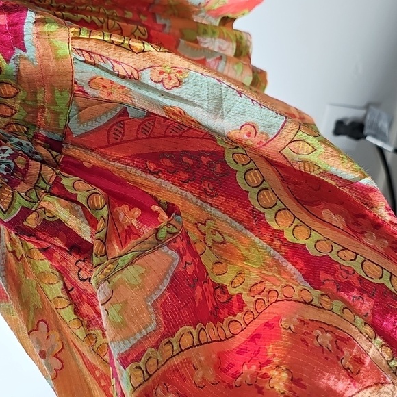 Red and Orange Paisley Sundress, Top, Coverup. By UNIQUE. Size 22/24. - Picture 4 of 9